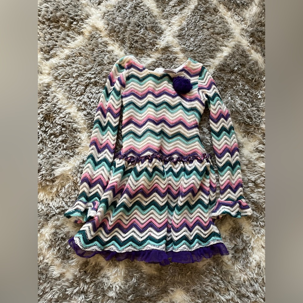 Youngland 4T Toddler Girls Long Sleeve Colorful Dress